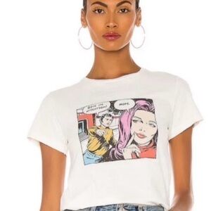 Re/Done White Graphic Tee with Pop Art Design